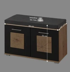 Wohnen Flurbank mit Doppeltür in Schwarz & Wildeiche NB - Zelio