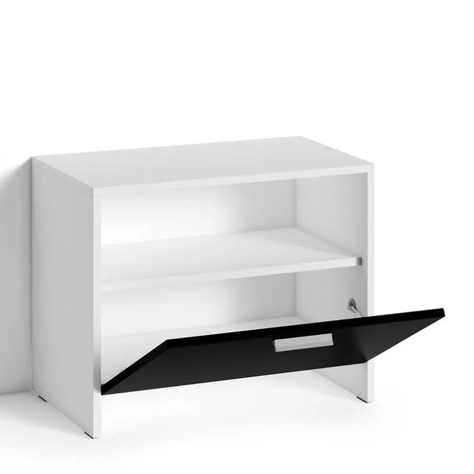 Flurbank mit Klappe in Schwarz Weiß - Tihano^Wohnen Hot