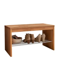 Wohnen Flurbank mit Schuhablage aus Buche & Metall - Shimousa