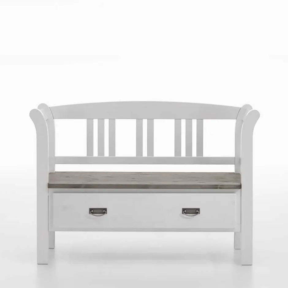 Wohnen Flurbank Yoan in Weiß Grau