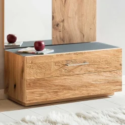 Wohnen Flurmöbel Set mit Furnier Balkeneiche Macusos & Glas Anthrazit (vierteilig)