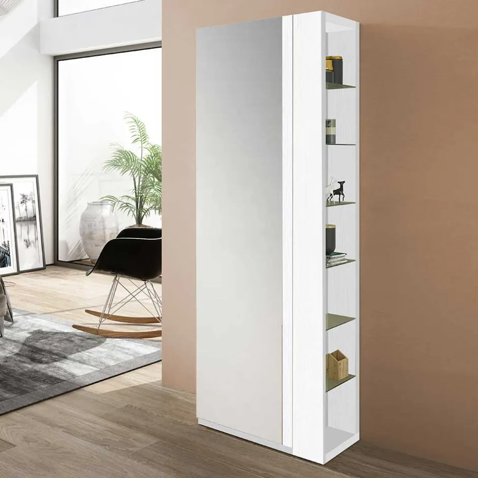 Wohnen Flurschrank für Schuhe in Weiß mit Regal - Bilboa