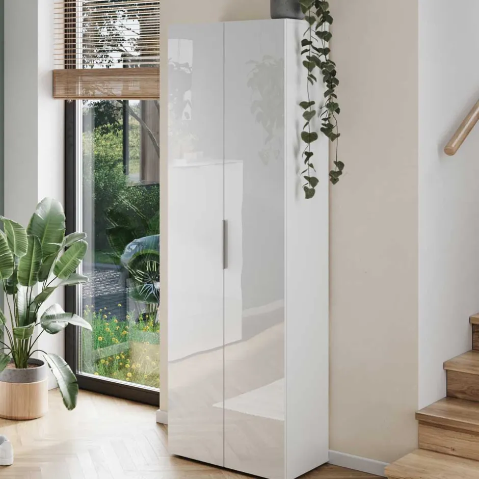 Flurschrank mit Glasfront in Weiß - Kofi^Wohnen New