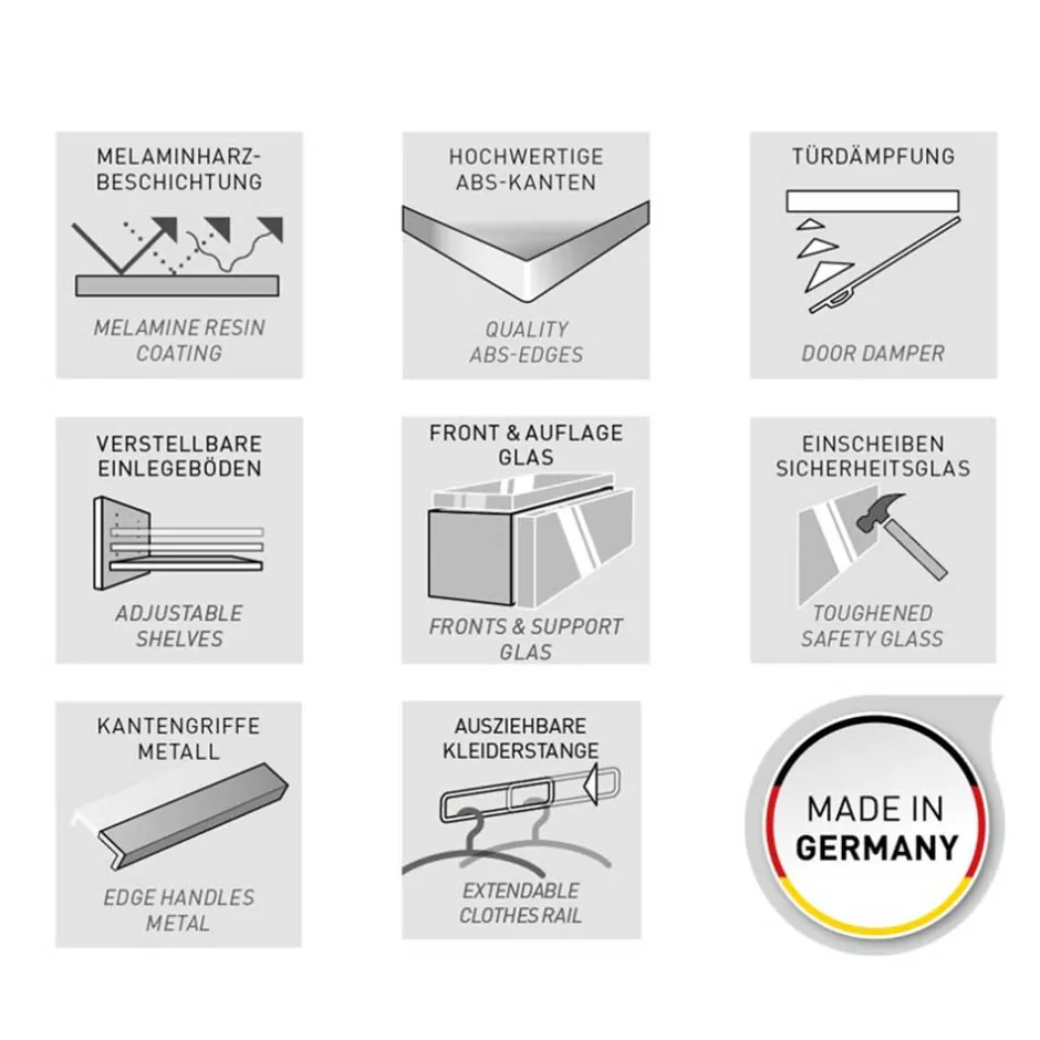 Flurschrank mit Glasfront in Weiß - Kofi^Wohnen New