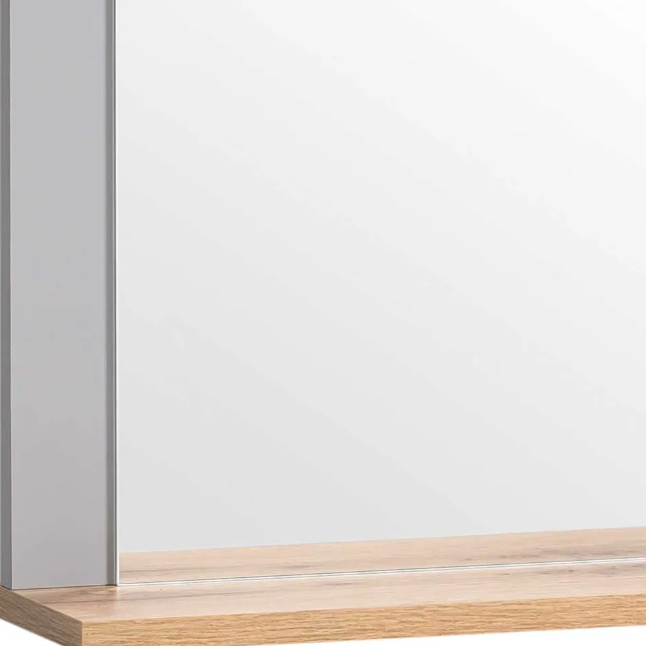 Wohnen Flurspiegel in Platingrau & Eiche - Benja
