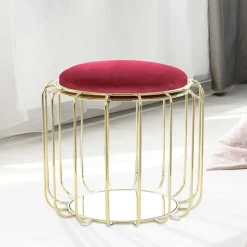 Wohnen Formschöner Hocker Tisch in Rot Samt - Loyadica