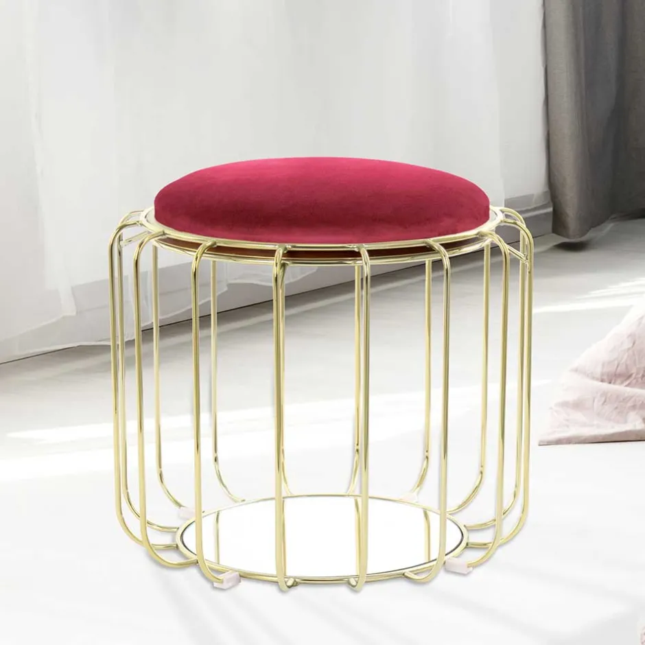 Wohnen Formschöner Hocker Tisch in Rot Samt - Loyadica