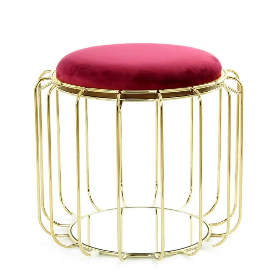 Wohnen Formschöner Hocker Tisch in Rot Samt - Loyadica