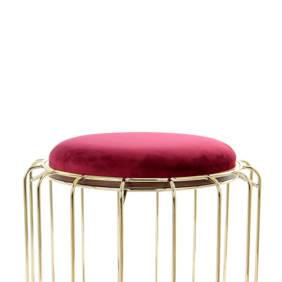 Wohnen Formschöner Hocker Tisch in Rot Samt - Loyadica