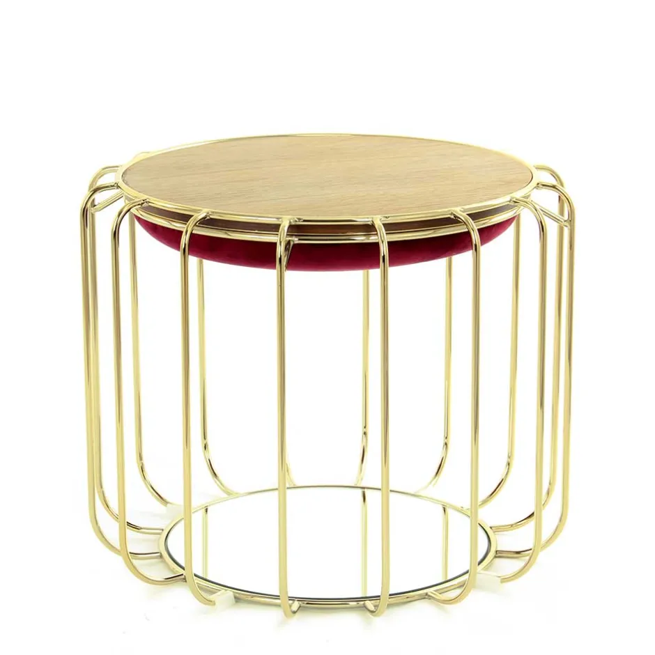 Wohnen Formschöner Hocker Tisch in Rot Samt - Loyadica