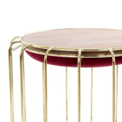 Wohnen Formschöner Hocker Tisch in Rot Samt - Loyadica