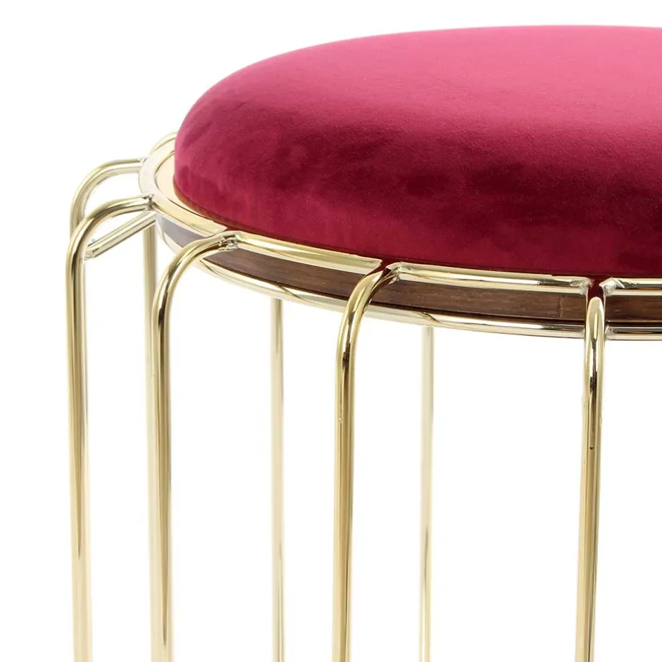 Wohnen Formschöner Hocker Tisch in Rot Samt - Loyadica