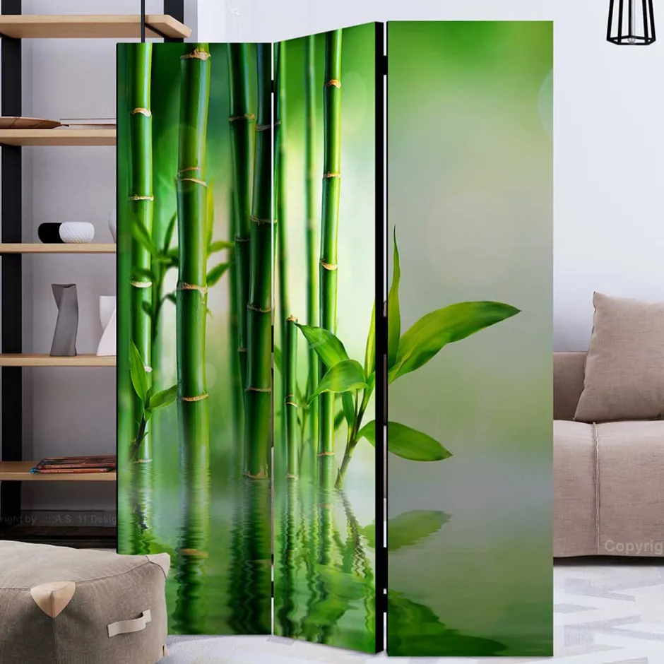 Foto Paravent mit Bambus & Wasser Motiv - Enyi^Wohnen New