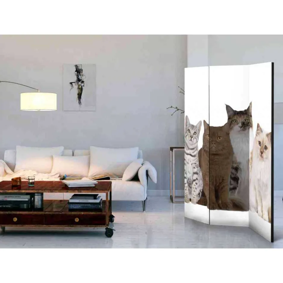 Kinder Wohnen Fotodruck Paravent mit Katzen - Tresena