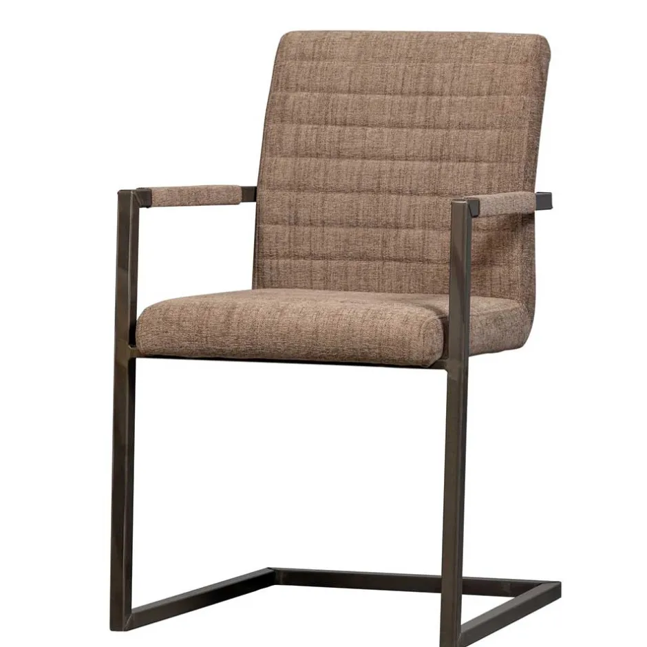 Freischwinger Armlehnenstuhl in Braun meliert - Sicilia (2er Set)^Wohnen New