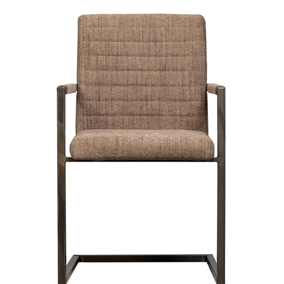 Freischwinger Armlehnenstuhl in Braun meliert - Sicilia (2er Set)^Wohnen New