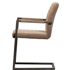 Freischwinger Armlehnenstuhl in Braun meliert - Sicilia (2er Set)^Wohnen New