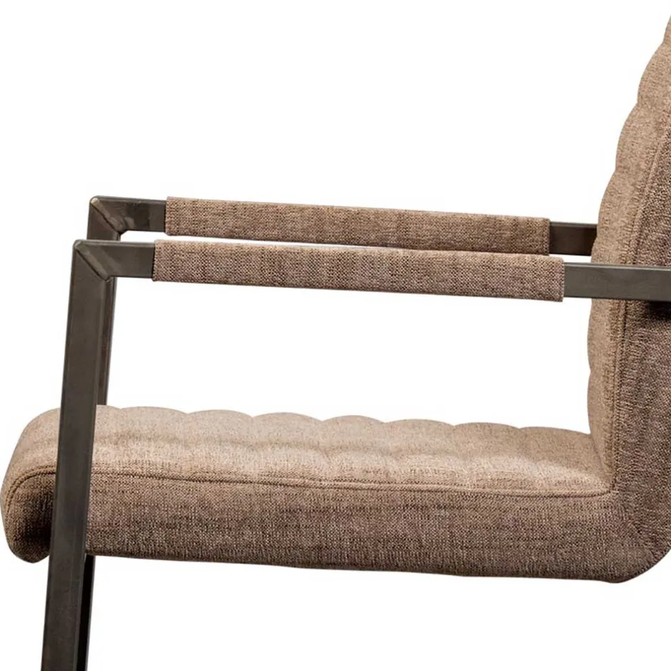 Freischwinger Armlehnenstuhl in Braun meliert - Sicilia (2er Set)^Wohnen New