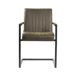 Wohnen Freischwinger Armlehnenstuhl in Oliv Grün - Musashy