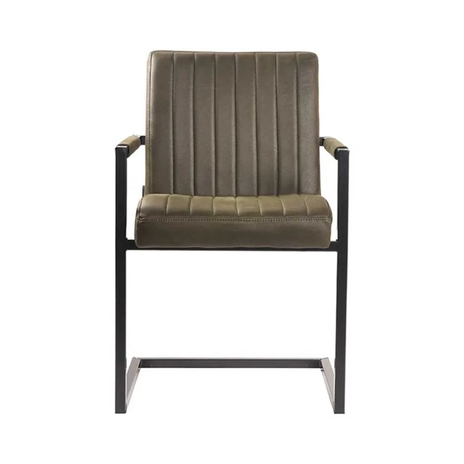 Wohnen Freischwinger Armlehnenstuhl in Oliv Grün - Musashy