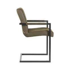 Wohnen Freischwinger Armlehnenstuhl in Oliv Grün - Musashy