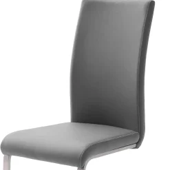 Wohnen Freischwinger in Kunstleder Grau Ramia mit Edelstahl (4er Set)