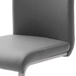 Wohnen Freischwinger in Kunstleder Grau Ramia mit Edelstahl (4er Set)