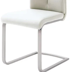 Wohnen Freischwinger mit aufgesetzten Kissen in Weiß Briston Kunstleder (4er Set)