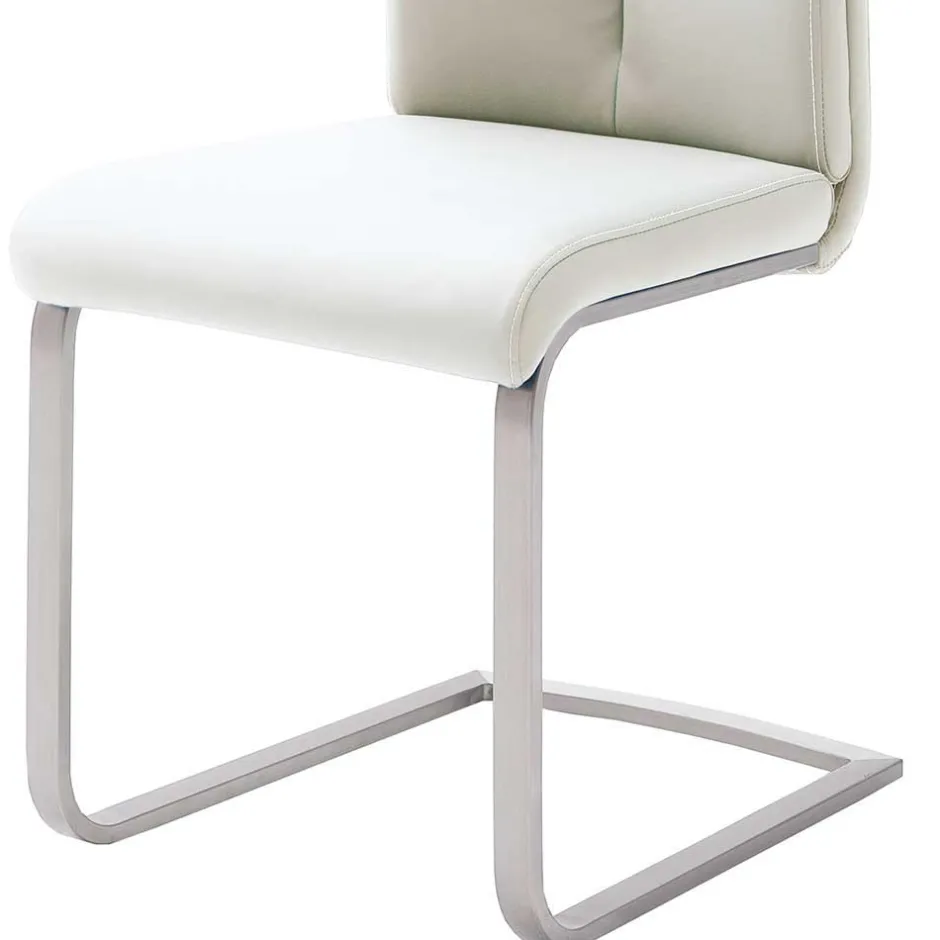 Wohnen Freischwinger mit aufgesetzten Kissen in Weiß Briston Kunstleder (4er Set)