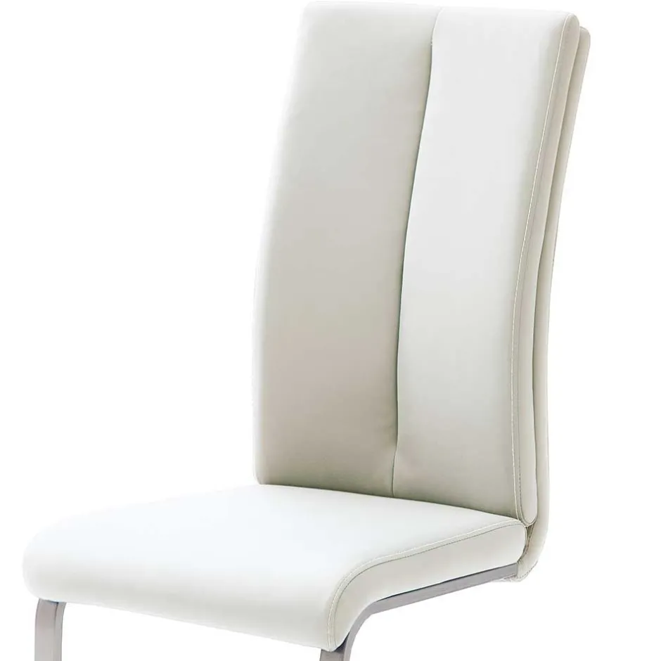 Wohnen Freischwinger mit aufgesetzten Kissen in Weiß Briston Kunstleder (4er Set)