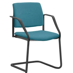 Freischwinger Stapelstuhl in Türkis Stoff - Alino^Wohnen