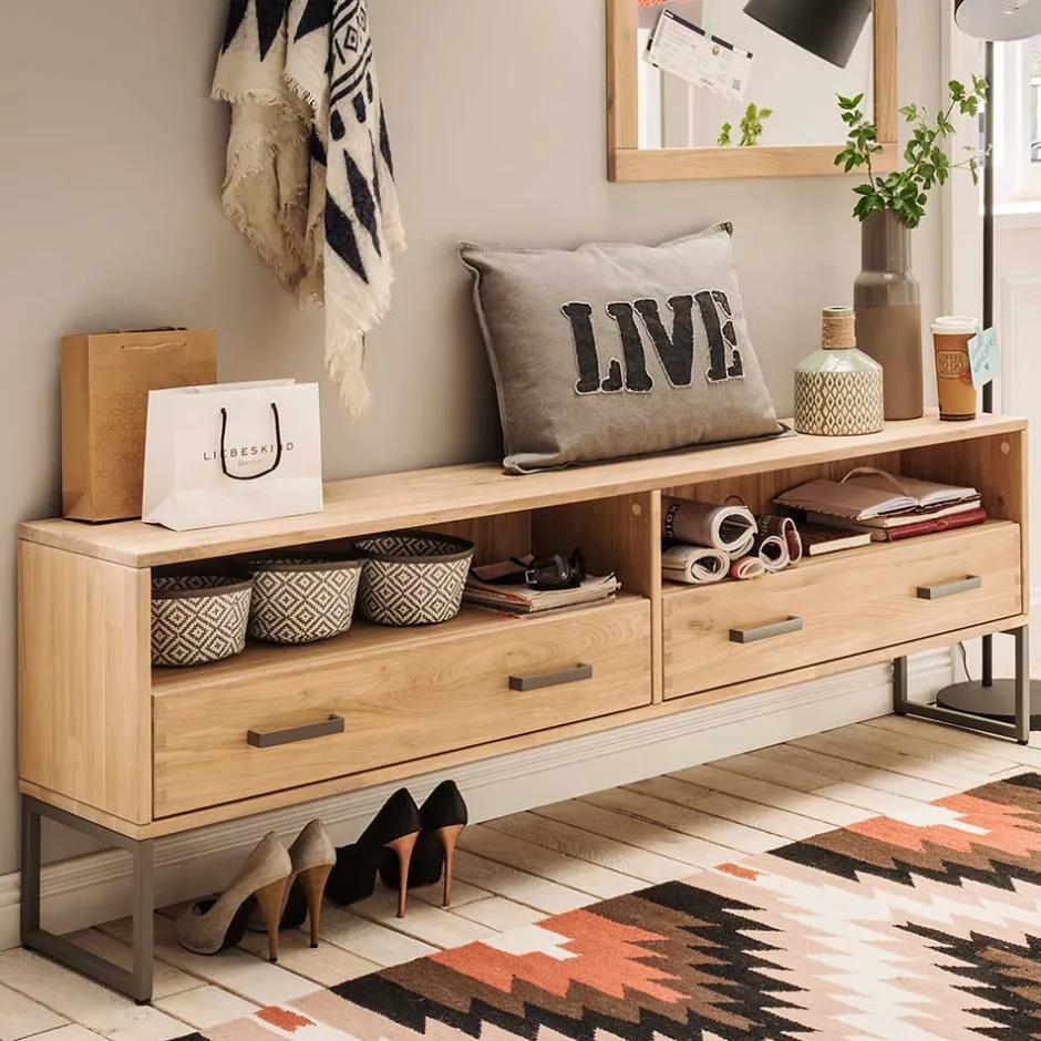 Wohnen Funktionelle Flurbank aus Holz - Dulciana