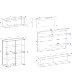 Wohnen Funktionelle Wohnwand Möbel - Ahilav (fünfteilig)