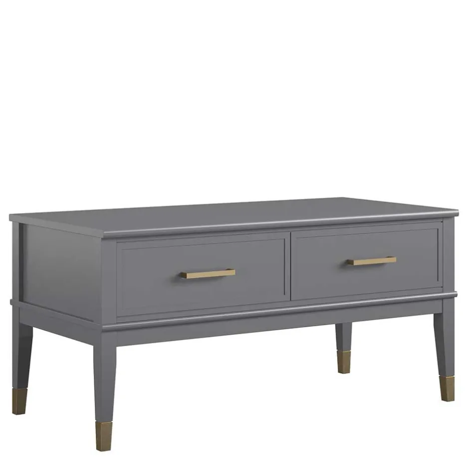 Wohnen Funktioneller Couchtisch in Grau & Gold - Obbo