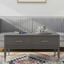 Wohnen Funktioneller Couchtisch in Grau & Gold - Obbo