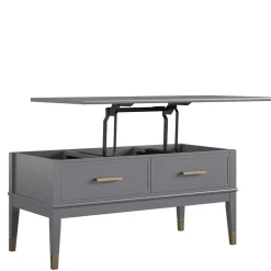 Wohnen Funktioneller Couchtisch in Grau & Gold - Obbo