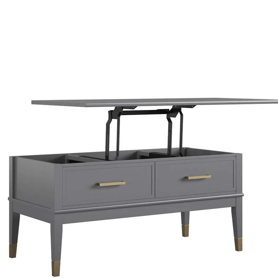 Wohnen Funktioneller Couchtisch in Grau & Gold - Obbo