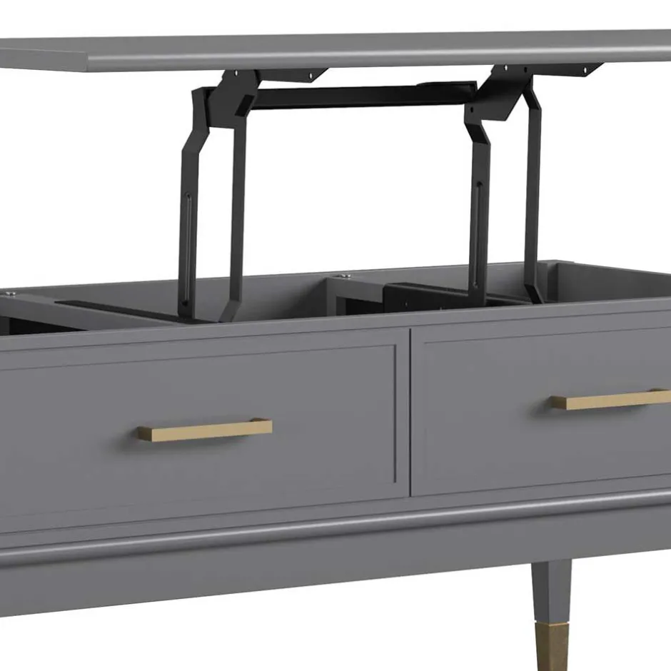 Wohnen Funktioneller Couchtisch in Grau & Gold - Obbo