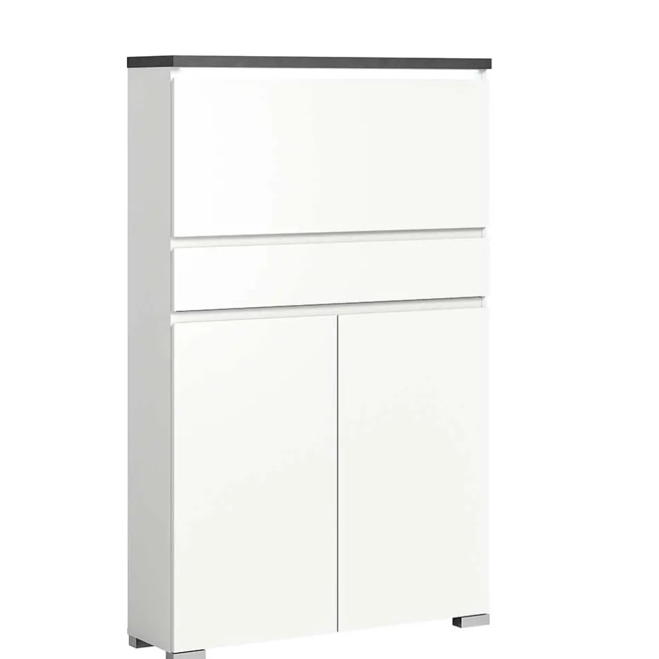 Wohnen Funktioneller Schuhschrank mit zwei Türen & Klappe - Suad