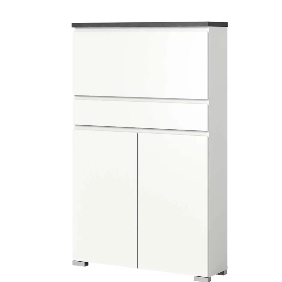 Wohnen Funktioneller Schuhschrank mit zwei Türen & Klappe - Suad