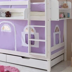 Kinder Wohnen Funktionelles Etagenbett in Weiß mit Lila - Fistranco