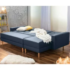 Funktionsecke und Hocker in Blau - Wale (zweiteilig)^Wohnen