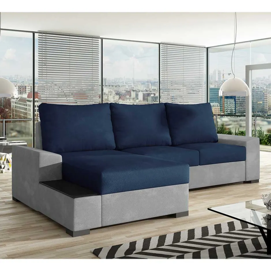 Funktionssofa in Dunkelblau und Hellgrau - Uminga^Wohnen Discount