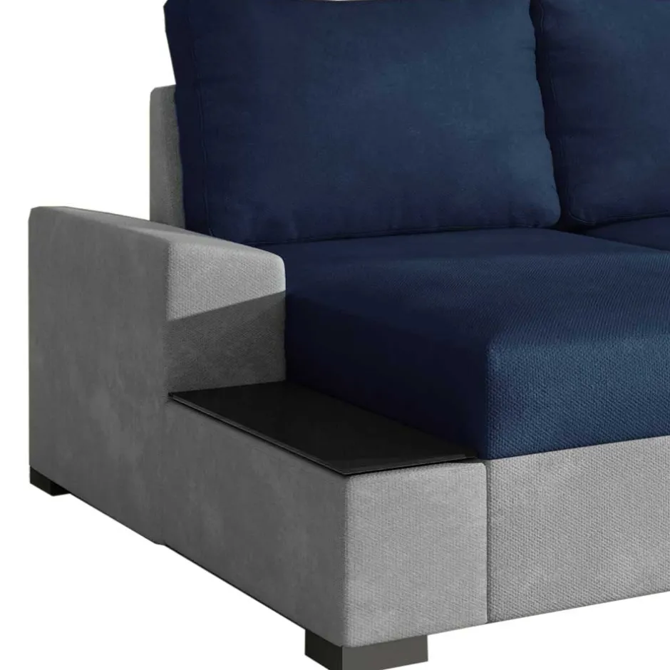 Funktionssofa in Dunkelblau und Hellgrau - Uminga^Wohnen Discount