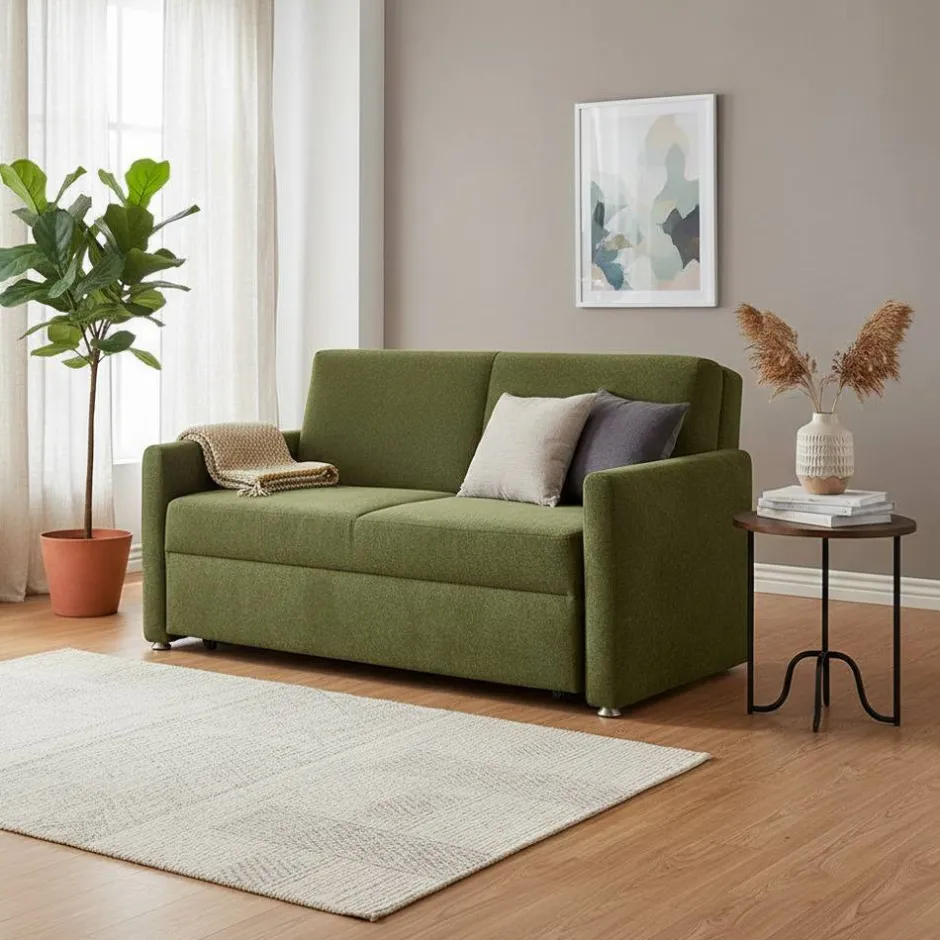 Funktionssofa in Oliv Grün Stoff - Ektuala^Wohnen Discount