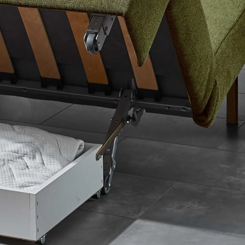 Funktionssofa in Oliv Grün Stoff - Ektuala^Wohnen Discount