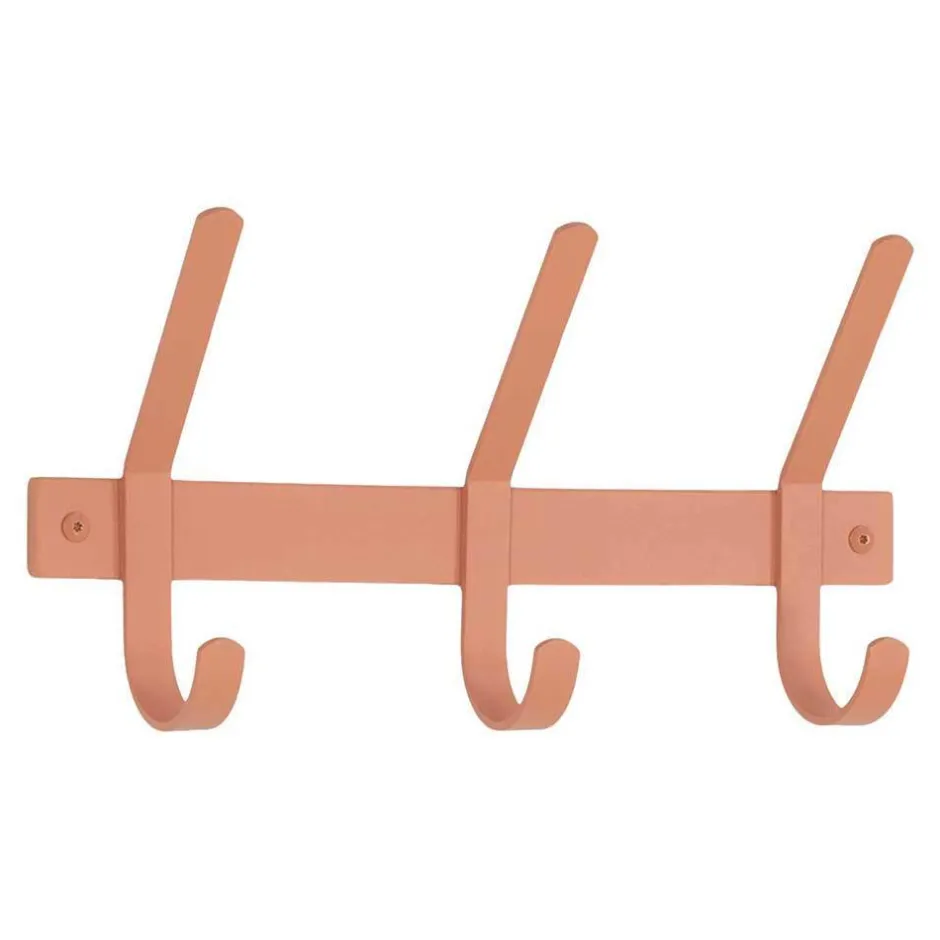 Wohnen Garderobe mit drei Doppelhaken in Terracotta - Sabine