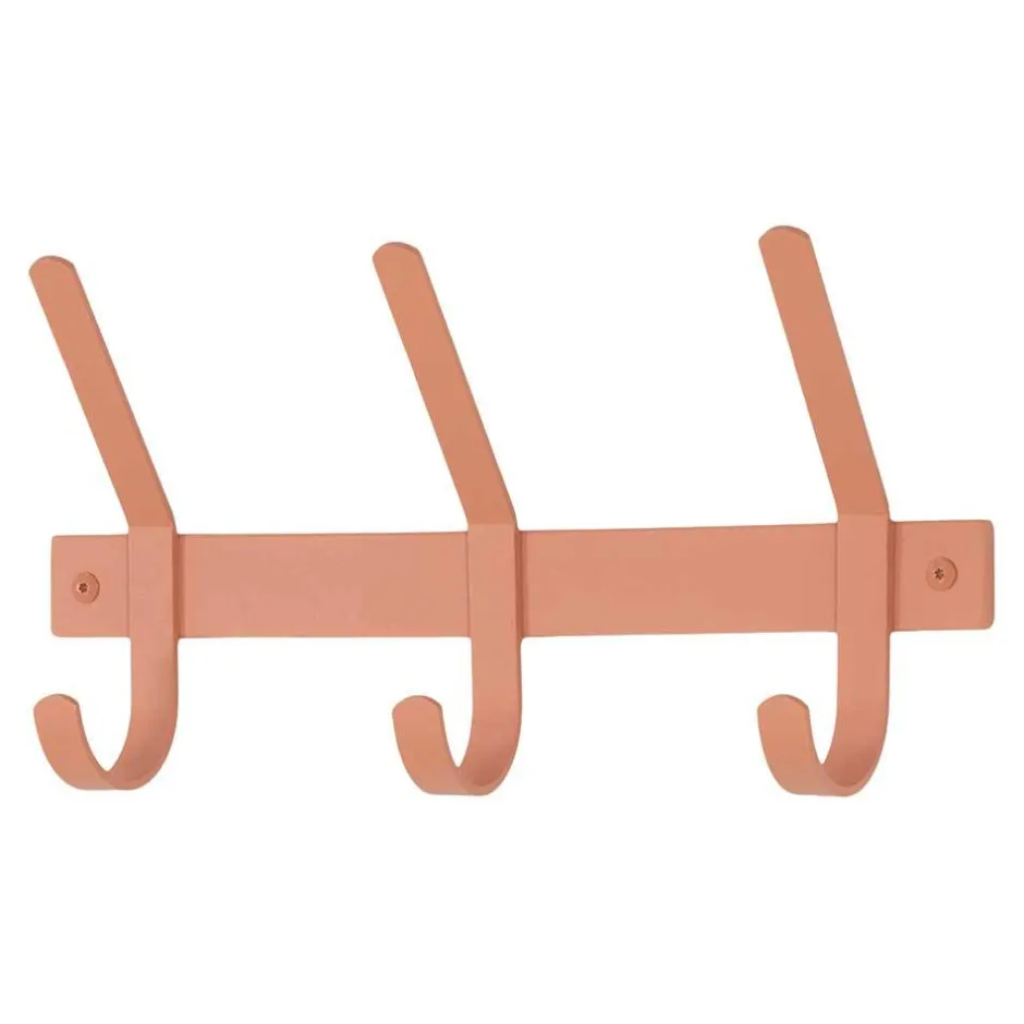 Wohnen Garderobe mit drei Doppelhaken in Terracotta - Sabine