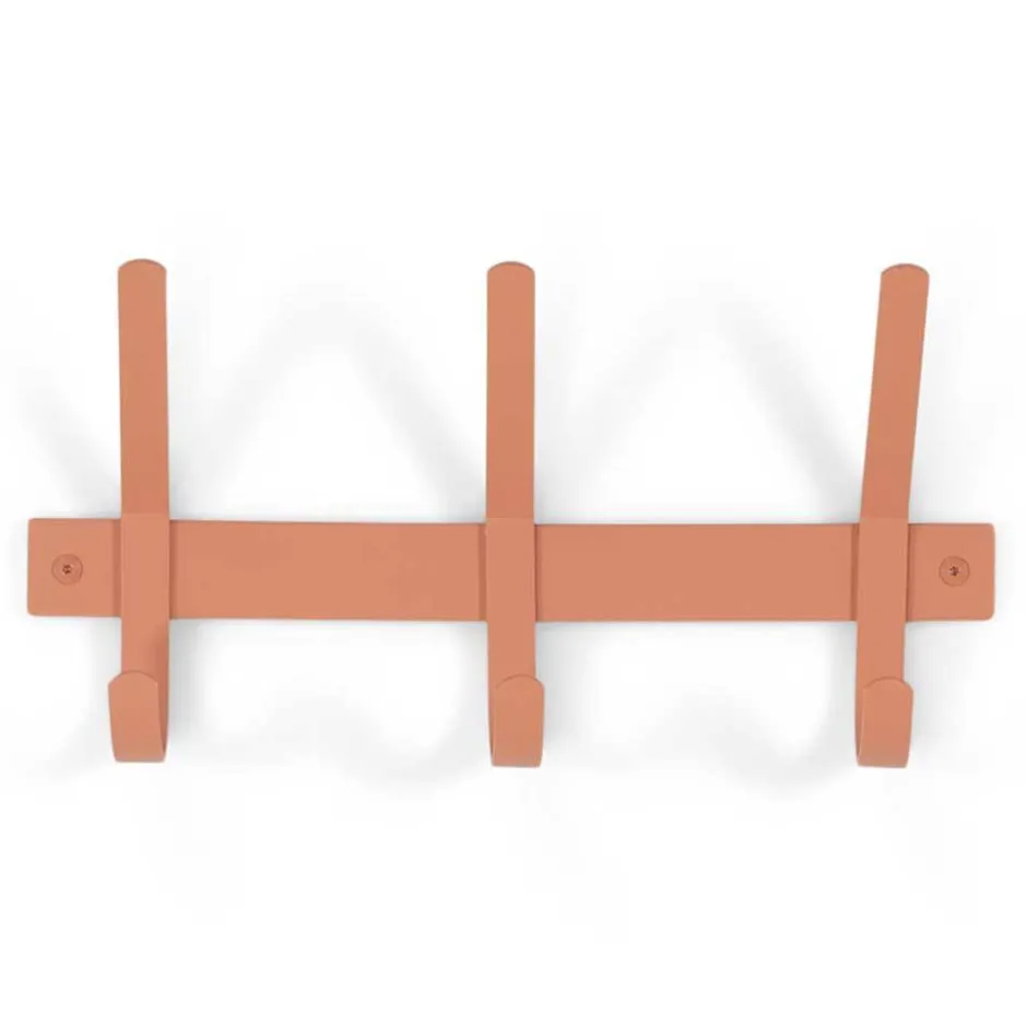 Wohnen Garderobe mit drei Doppelhaken in Terracotta - Sabine