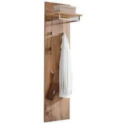 Garderobe Paneel mit Balkeneiche Furnier Macusos mit 4 Haken & Stange & Hutablage^Wohnen